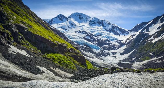 Byron Glacier sparkles in the summer