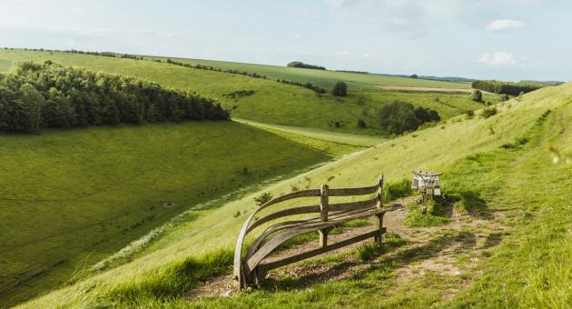 A view from the poetry bench over a Wolds valley