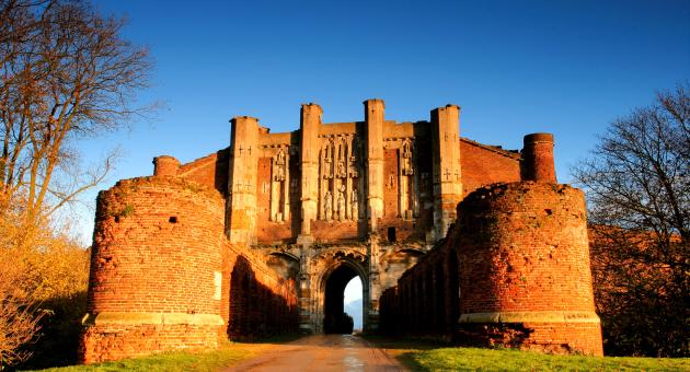 Thornton Abbey exterior covered by a golden sunset