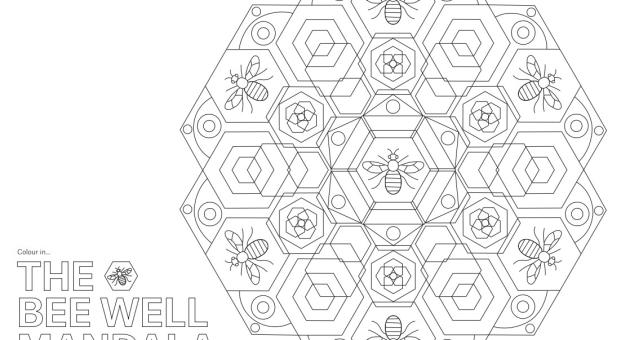 Colouring sheet of Manchester bee well mandala