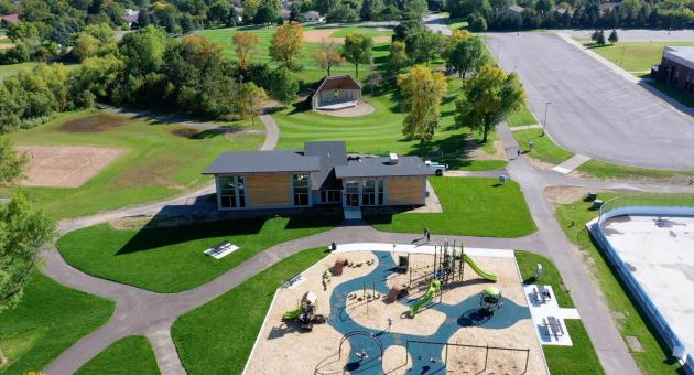Large park with playground and event facilities