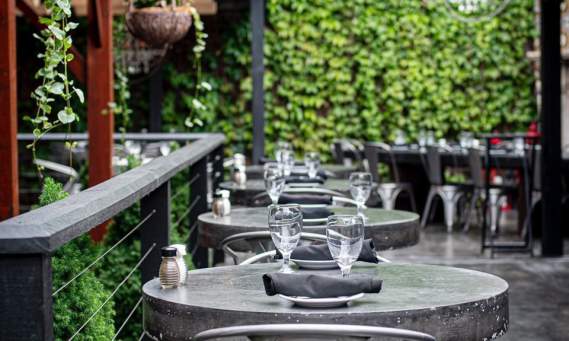 Outdoor patio with tables at Francesca's Cucina