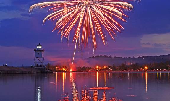 fireworks on the fourth of july in grand marais