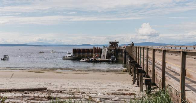 A shot of the government dock, looking out towards the water.