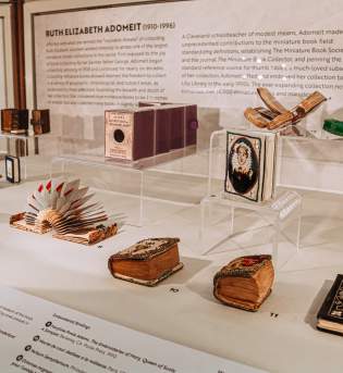 A display of Lilly Library's miniature book collection