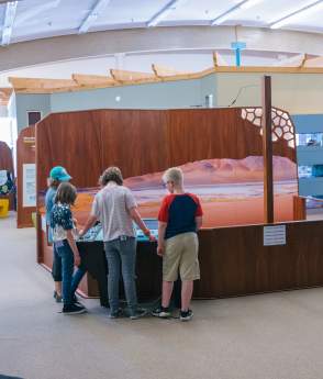 Family and child at an Science Zone exhibit in Casper, WY