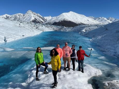 Group on Glacier Pond