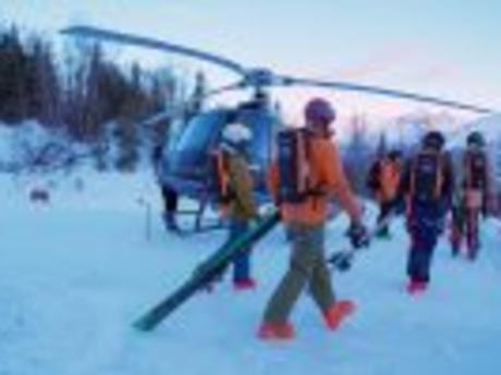 Skiers loading up