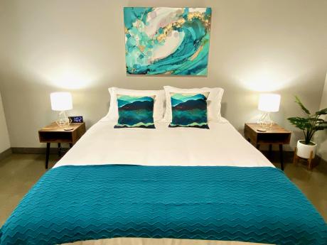 Glacier Suites Sample Primary Bedroom w/ Ensuite Bathroom