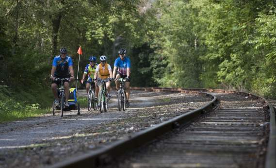 bikers on rail trail