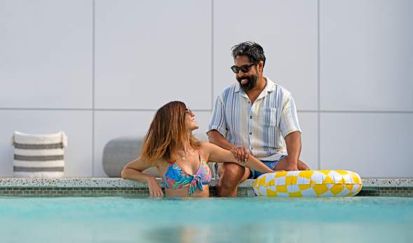 couple in pool