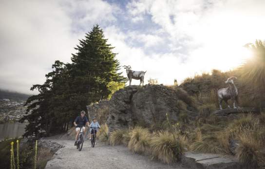 Bike trail with animal sculptures next to path