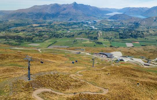 Aerial view of Coronet Peak Mountain Biking & Gondola