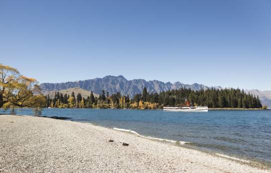The TSS Earnslaw leaving Queenstown Bay