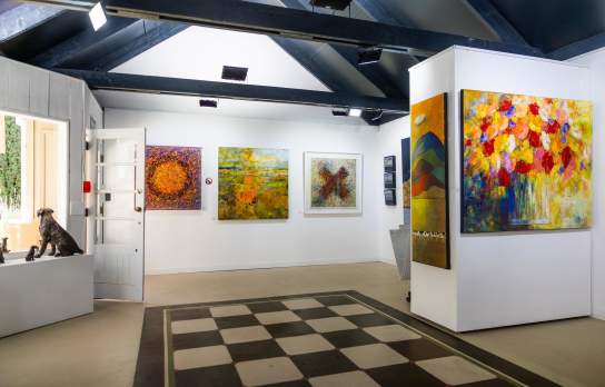 A selection of art on display at Giraffe Art Gallery Arrowtown