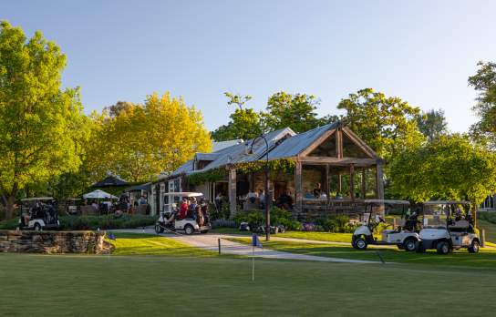 Hole in One Café at Millbrook Resort in the evening sunshine