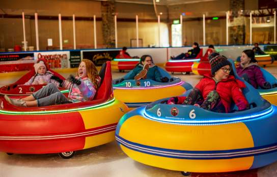 Kids having fun at the Queenstown Ice Arena Bumper Cars