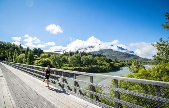 Queenstown Marathon Runner on the Lower Shotover Bridge