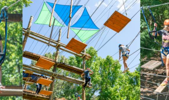 A group of people on the Challenge Course