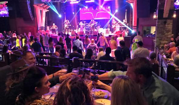 Crowd watching live country music at THE RANCH Saloon in Anaheim, CA.