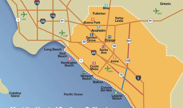 Map of Anaheim and Orange County Hotel Venues