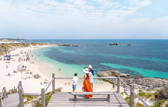 Family overlooking a bay on Rottnest Island