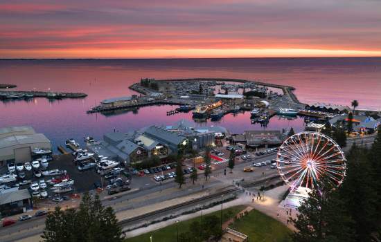 Fremantle Drone Sunset Pink Ferris Wheel People of Perth