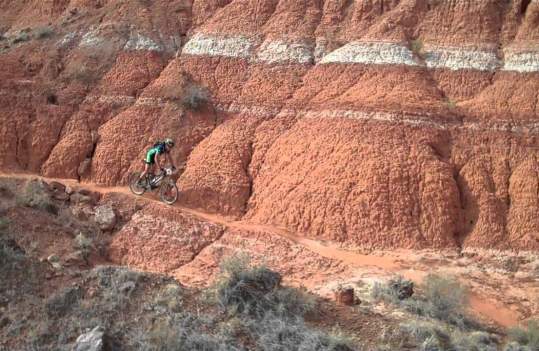 women mountain biking in palo duro canyon state park