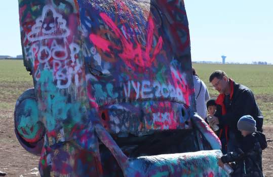 Family at Cadillac Ranch