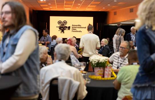 group of people gathering at the amarillo international film festival in amarillo, tx
