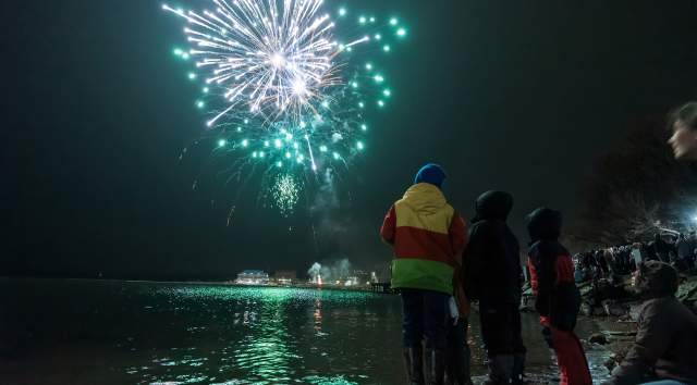 New Year's Eve (NYE) fireworks over the lake