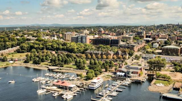 Burlington Waterfront Aerial over looking downtown