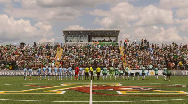 A look at a packed stadium at Virtue Field home of Vermont Green FC and the National Champion UVM Catamounts