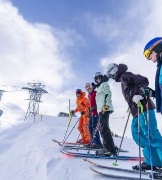 Skiers at Snowbird Resort, UT.