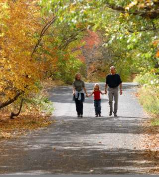 Family Walking in the Fall in the Canyons