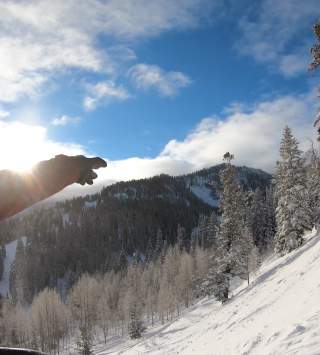 Riding the ski lift