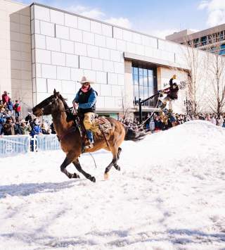 2024 Winter Roundup Skijoring Snowboarder