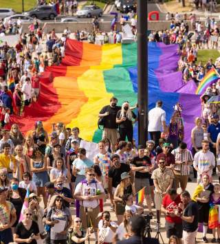 Crowd at the 2022 Utah Pride Rainbow March and Rally