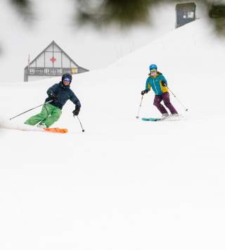 Couple Skiing at Solitude
