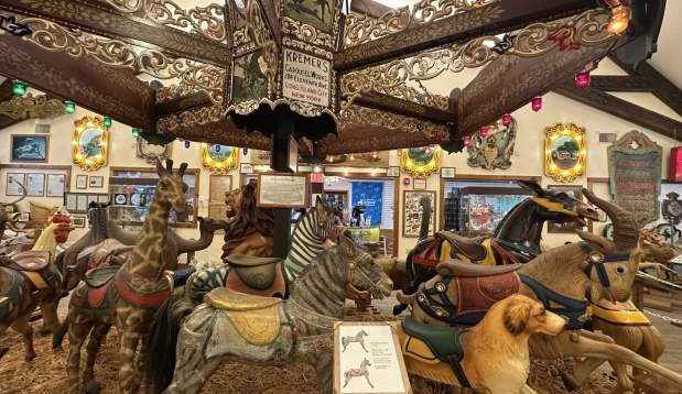 The menagerie carousel featuring more than a dozen unique figurines, is the centerpiece of the museum.