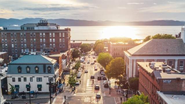 Downtown Burlington Waterfront at Sunset