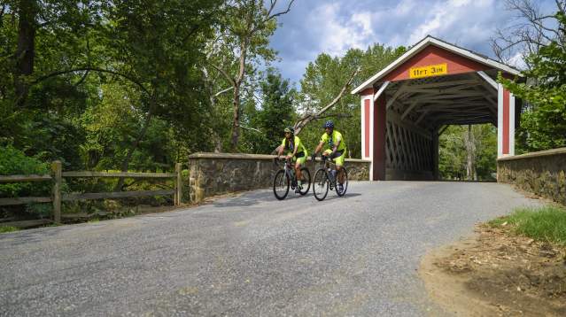 Bikers at Covered Bridge