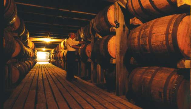 Inside of rick house at Buffalo Trace Distillery.