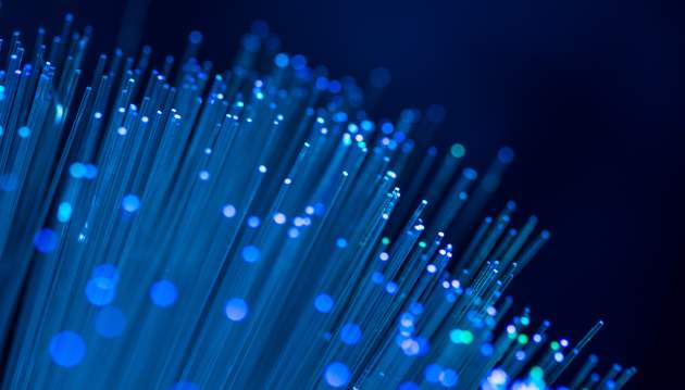 Close up of fiber optic cables