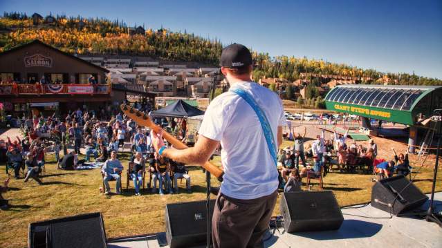 Looking out at a crowd from the stage at Rocktober Fest at Brian Head Resort in southern Utah.