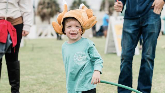 Dressed as a turkey