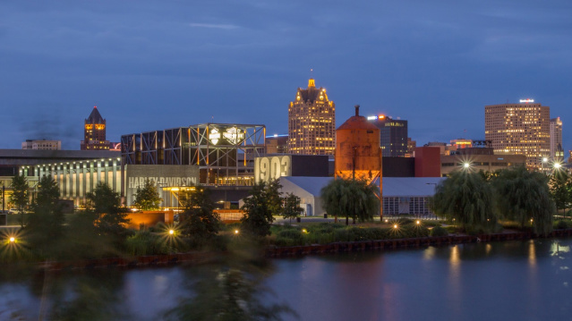 Menomonee River Valley Night Harley Museum