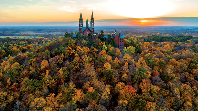 Bird's eye view of Holy Hill in Autumn