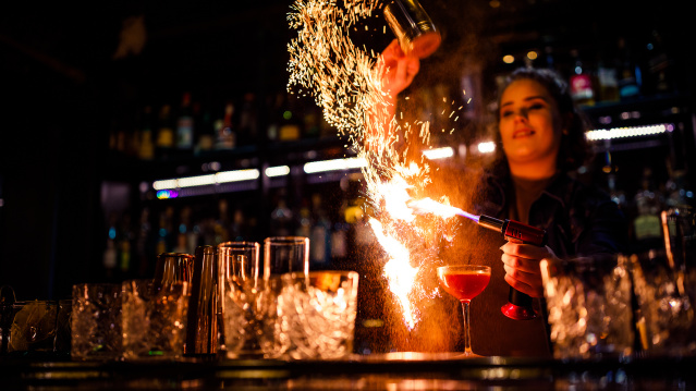 exciting cocktail being made with flame