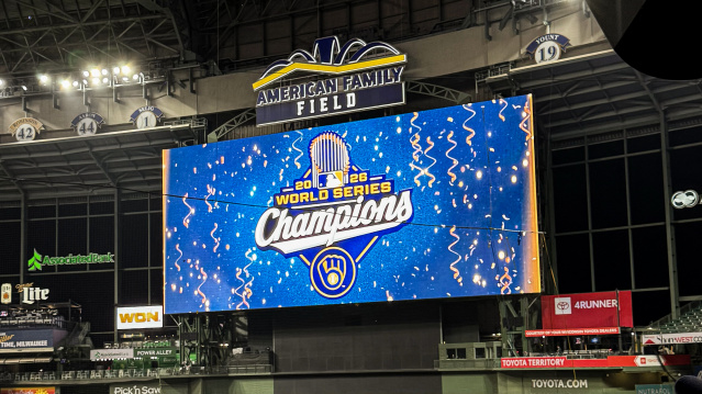 World Series Champions Scoreboard Watch Party Brewers